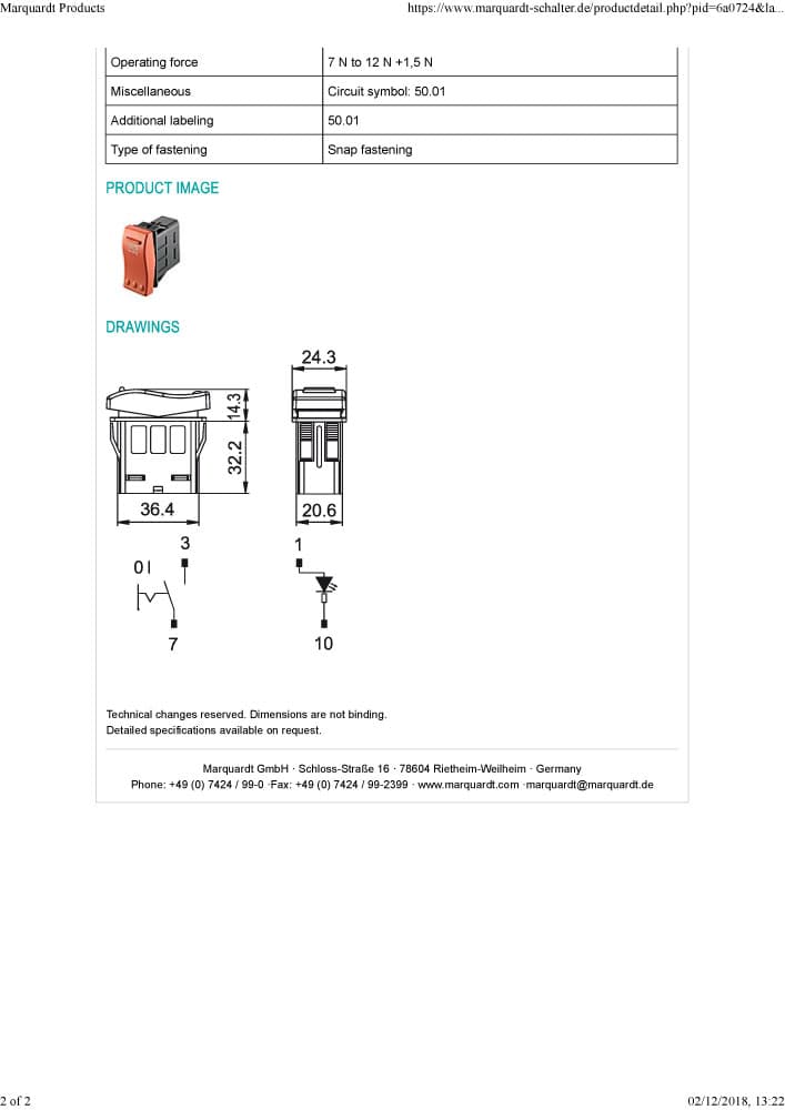 Marquardt Single and Double Pole Rocker Switches - Series 3250