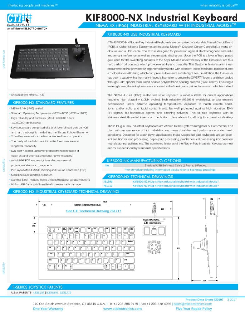 CTI Plug-n-Play Industrial Keyboard Range