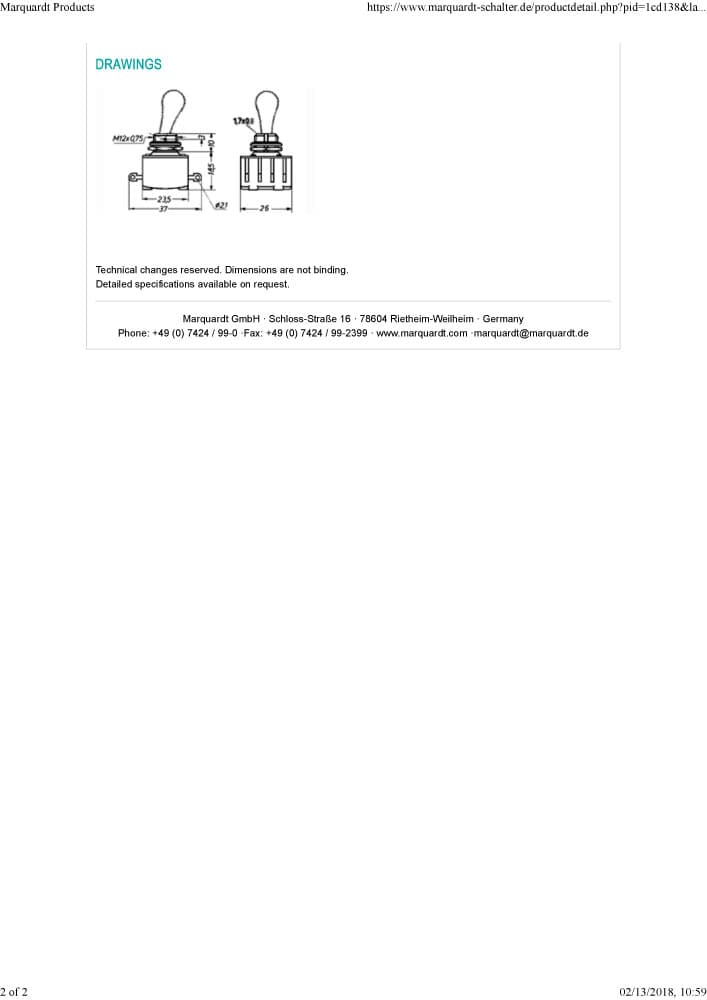Marquardt Toggle Switch Series - 0100