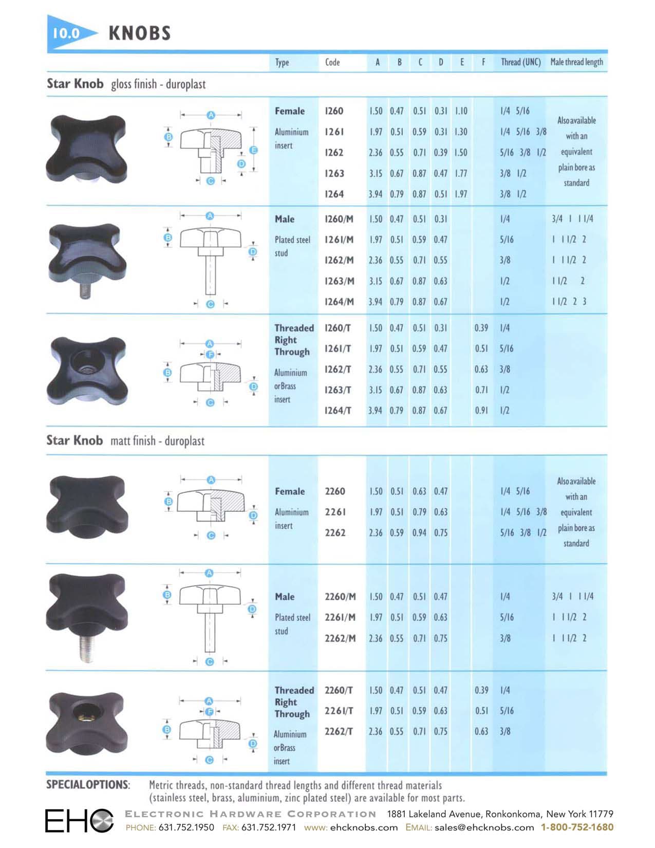EHC Knobs - Control Knobs - 4 Prong Knob Series