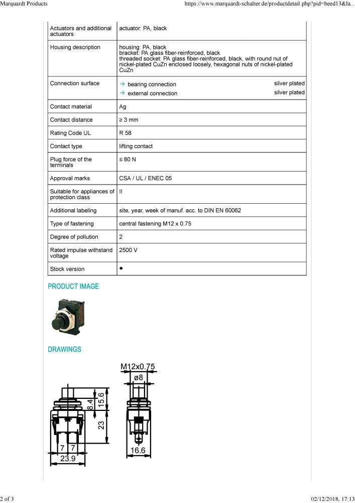 Marquardt Single & Double Pole Pushbutton Switches - Series 1840
