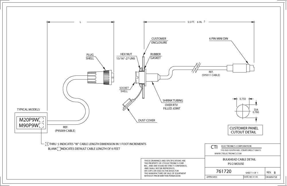 CTI Plug-n-Play Industrial Mouse Pointer - M20U1-NX Series