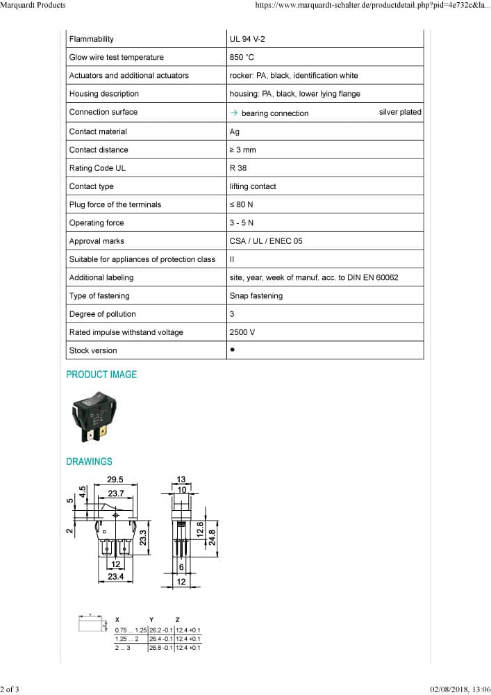 Marquardt Single Pole Rocker Switches - Series 1550
