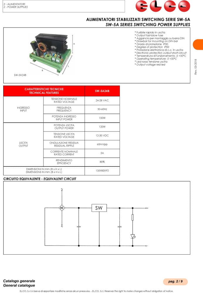 Elco Switching Supplies - SW 5A Series
