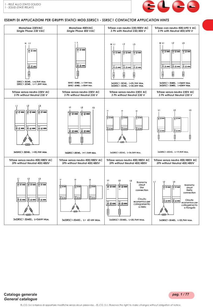 Elco 1 Phase AC Semi Contractors - SSRSC1 and RC1 Series