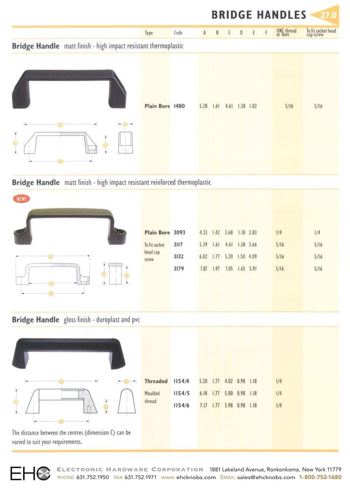 EHC Knobs - Plastic Bridge Handle Series