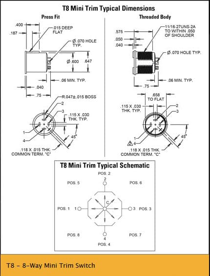 OTTO T8 8-Way Mini Trim Switch Range