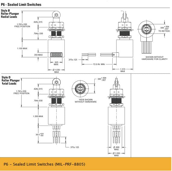 OTTO P6 Subminiature Sealed Switches (Single Pole)