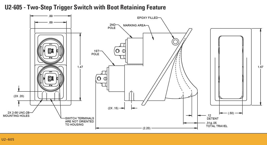 The OTTO Two-Step Trigger Switch is designed for use in a sealed grip